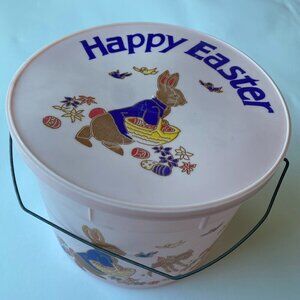Vintage Plastic Easter basket. USA for Cardinal Packaging Pink Bambi Disney